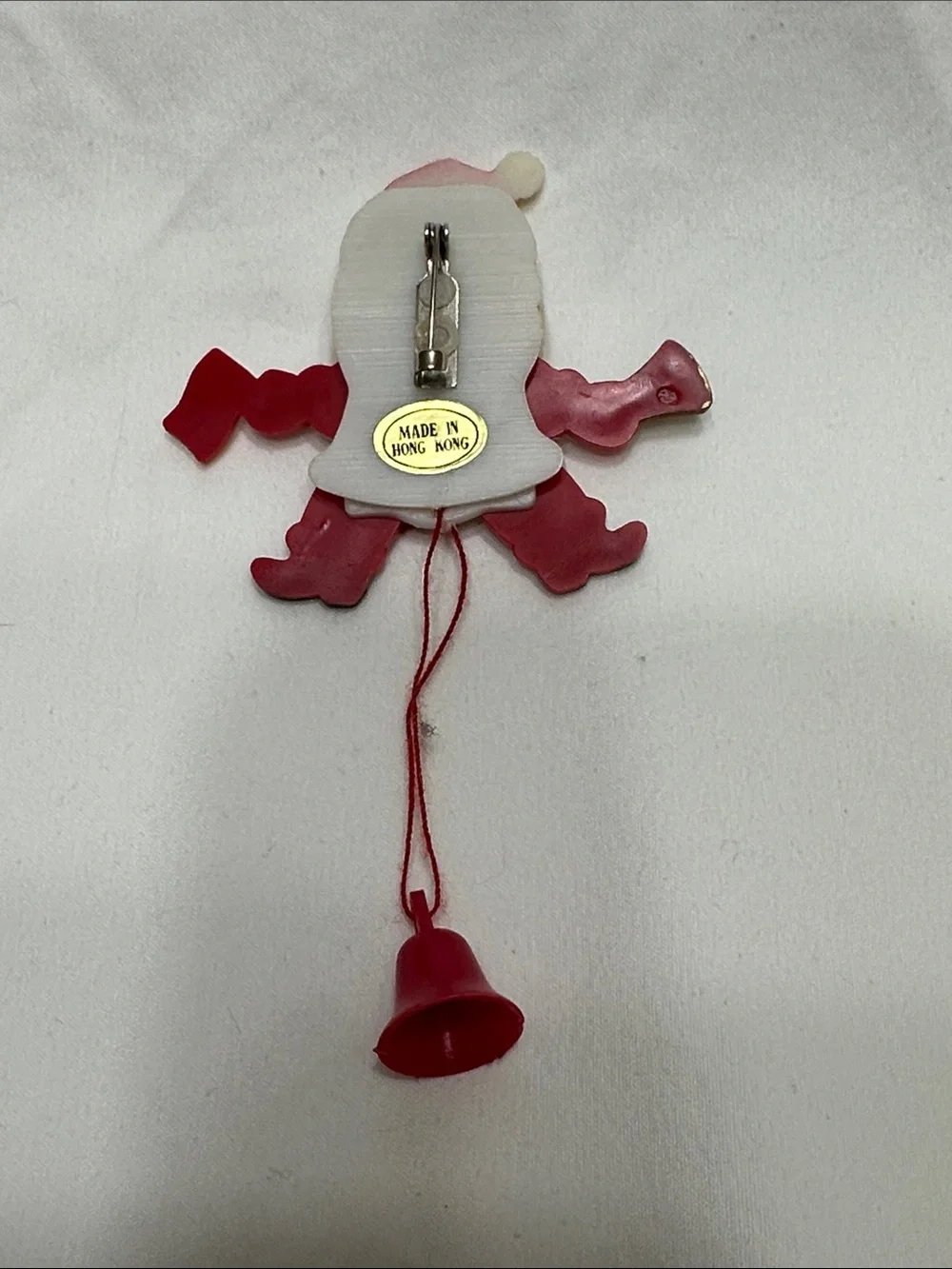 Vintage-Inspired Red Santa Bell Pull Holiday pin